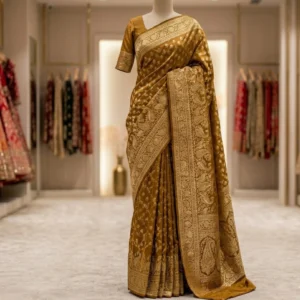 Golden Banarasi Wedding Saree